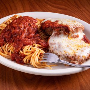 eggplant parm on a table