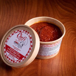 open container of sauce